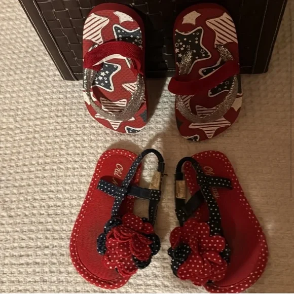 Patriotic Star and Polka Dot Baby Sandals - Picture 2 of 7